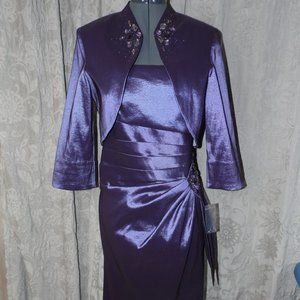 R&M Richards Deep Lavender Beaded Dress Suit sz 14
